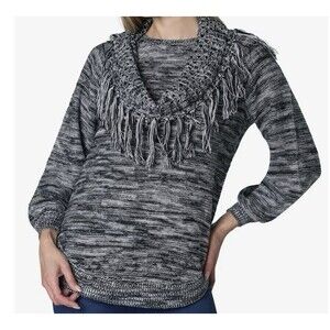 Adrienne Vittadini Space Dye Rounded Bottom Sweater with Attached Scarf Size 2xl